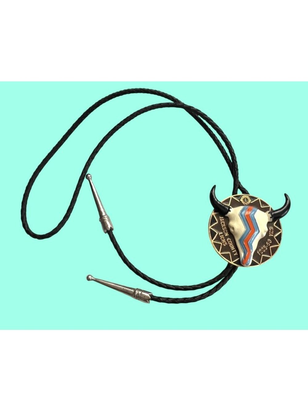 Jackson County Lions Club 50th Anniversary Bolo Tie With Braided Cord